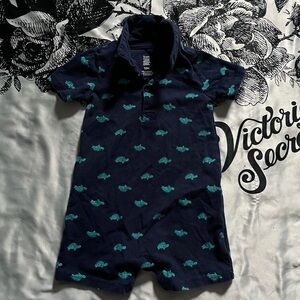 Just One You by Carter’s navy blue turtle print baby boy romper